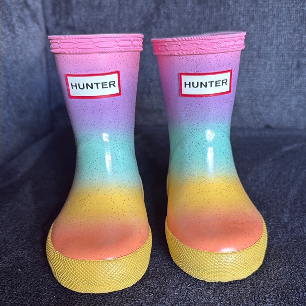 Hunter Pink and Blue Gradient Rain Boots